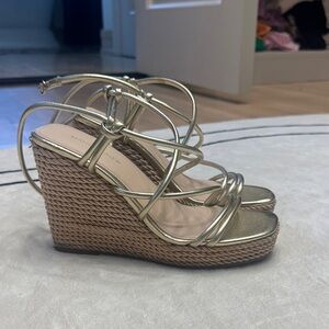 Marc Fisher Metallic Gold Wedge Sandals 8.5 Like new condition